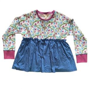 Matilda Jane Girls Floral Long Sleeve Top - Blue and Pink Size 12 Cotton NWOT